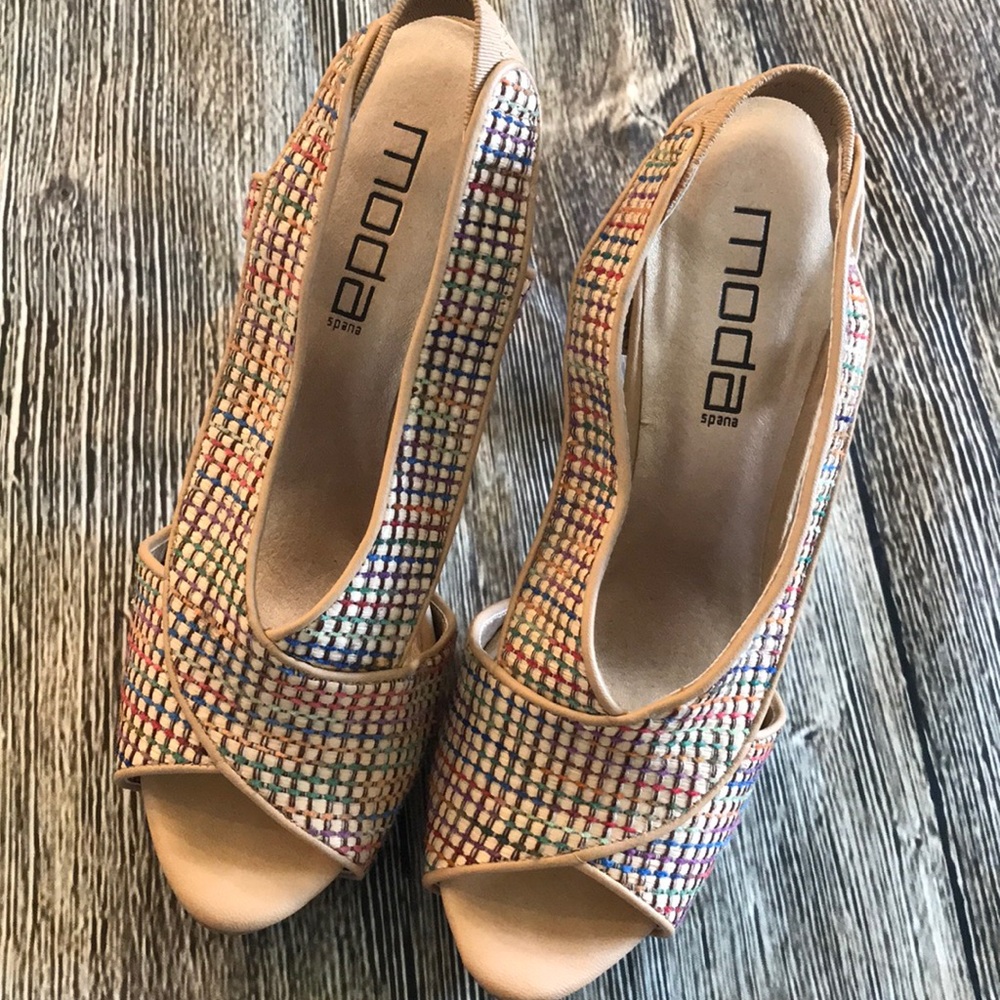 Tweed colorful moda heels